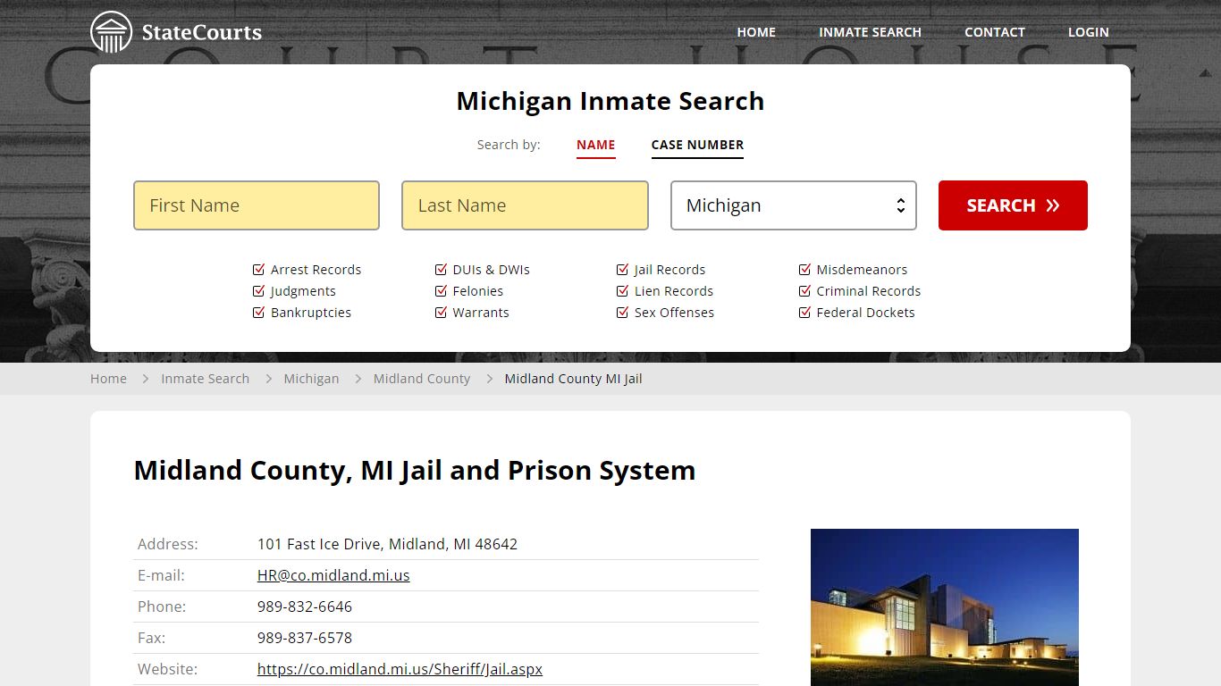 Midland County MI Jail Inmate Records Search, Michigan - StateCourts