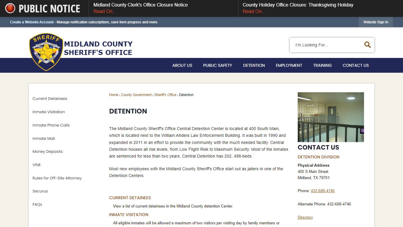 Detention | Midland County, TX