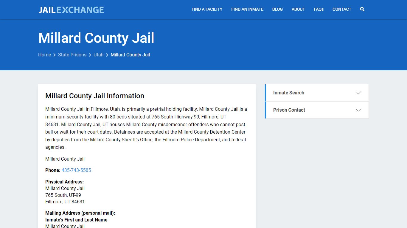 Millard County Jail Inmate Search, UT - Jail Exchange