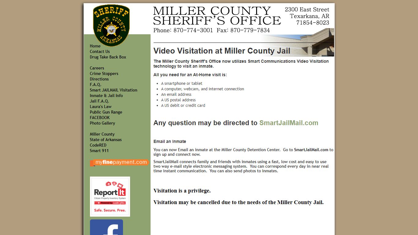 Video Visitation at Miller County Jail