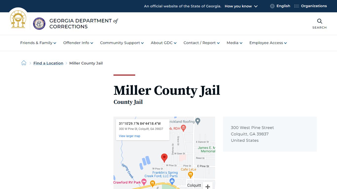 Miller County Jail | Georgia Department of Corrections