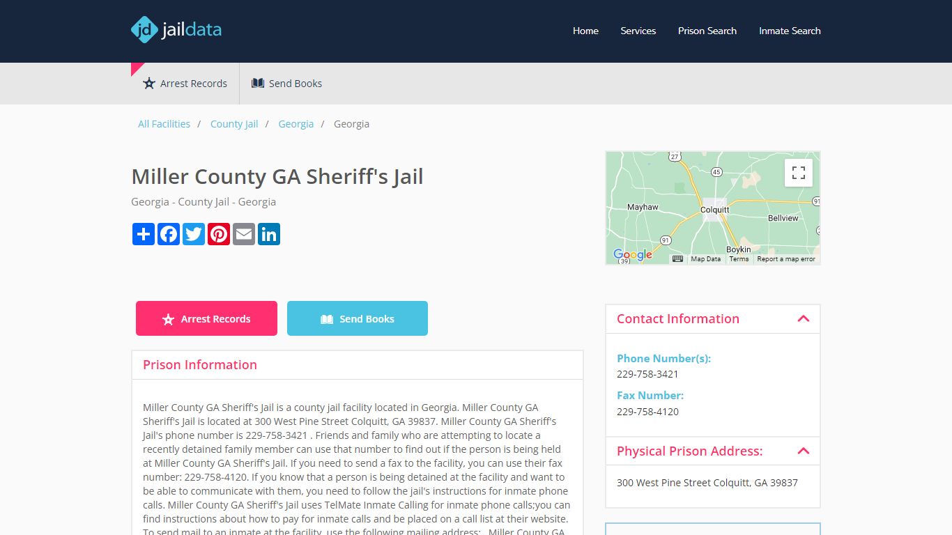 Miller County GA Sheriff's Jail Inmate Search and Prisoner Info ...