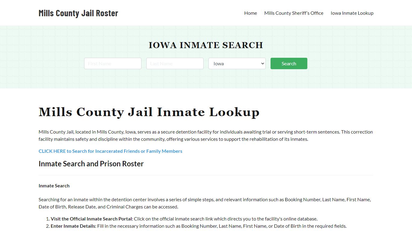 Mills County Jail Roster Lookup, IA, Inmate Search