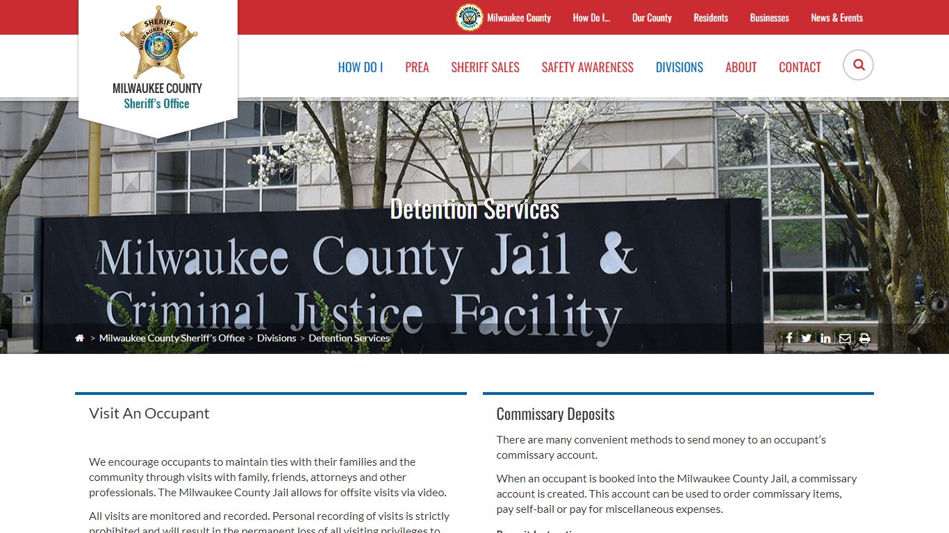 County of Milwaukee | Detention Services