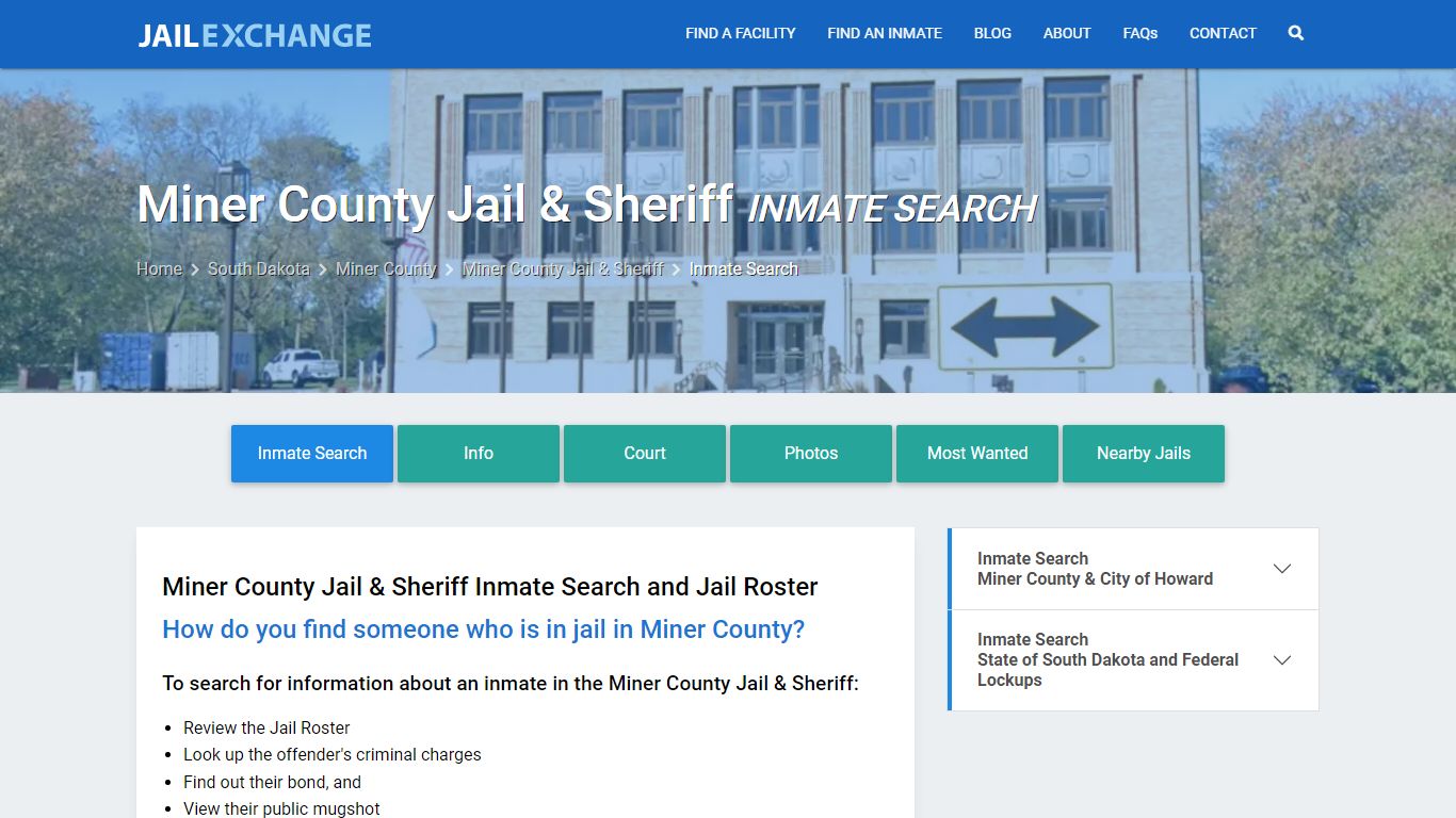 Miner County Jail & Sheriff Inmate Search - Jail Exchange
