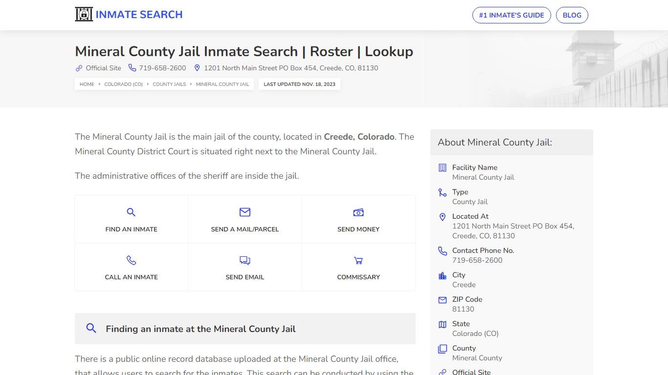 Mineral County Jail Inmate Search | Roster | Lookup
