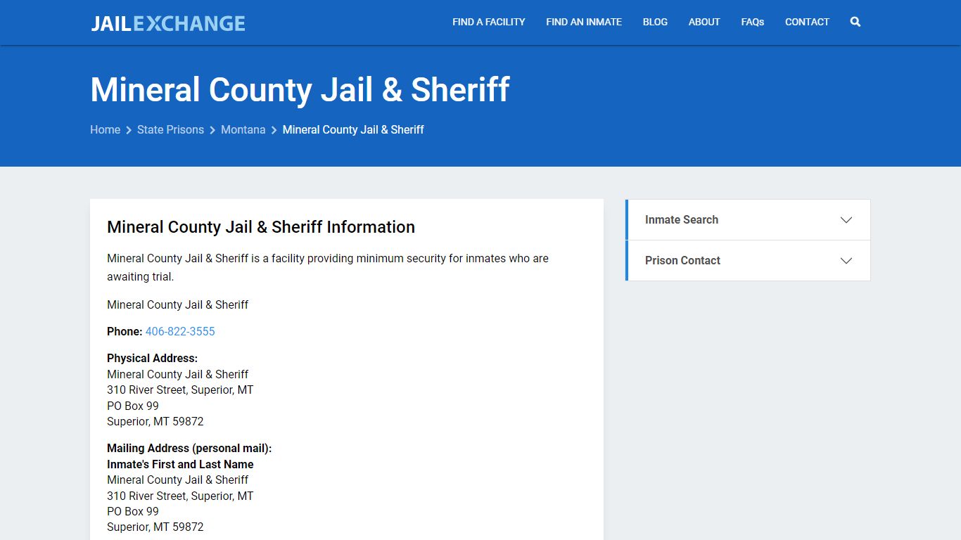 Mineral County Jail & Sheriff Inmate Search, MT - Jail Exchange