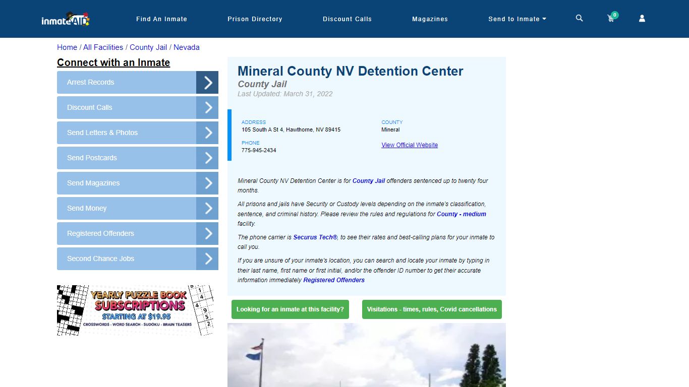 Mineral County NV Detention Center - Inmate Locator - Hawthorne, NV