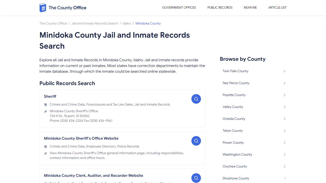 Minidoka County Jail and Inmate Records Search