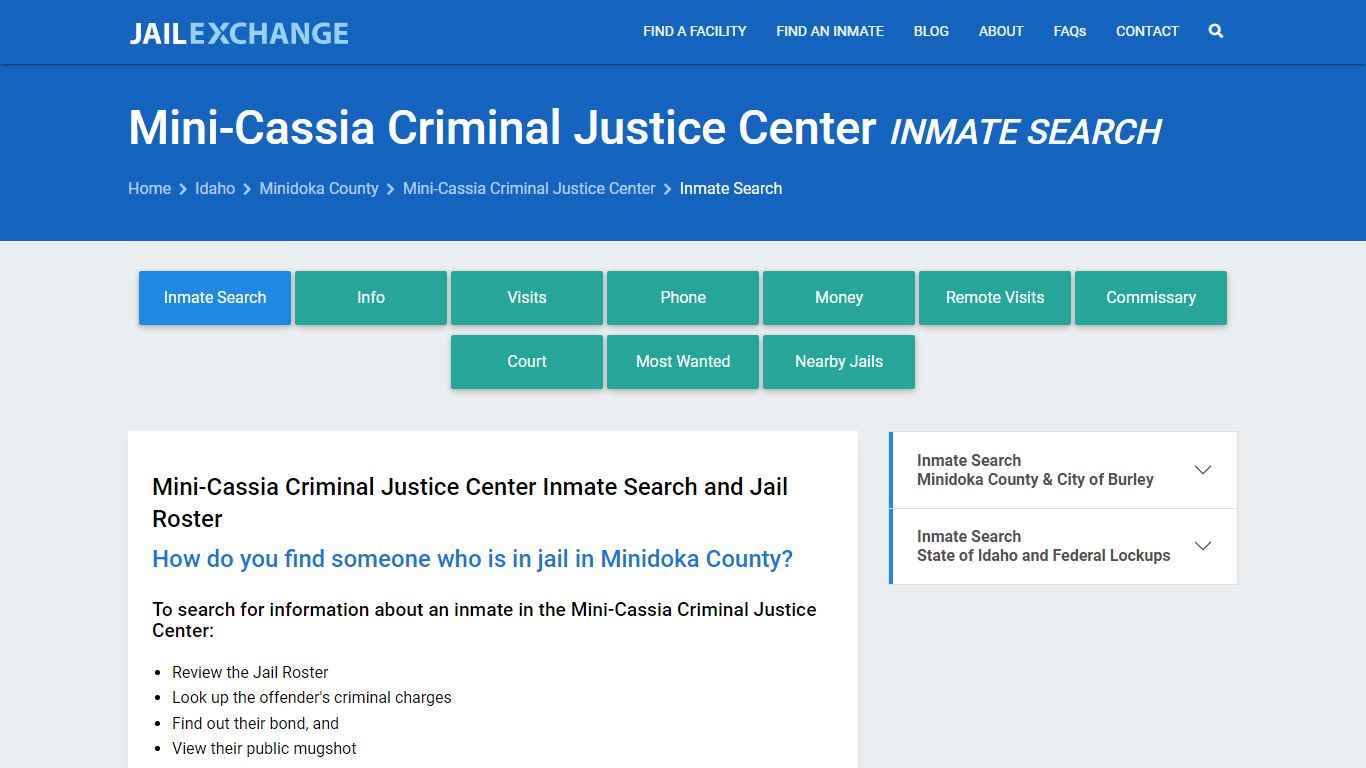 Mini-Cassia Criminal Justice Center Inmate Search - Jail Exchange