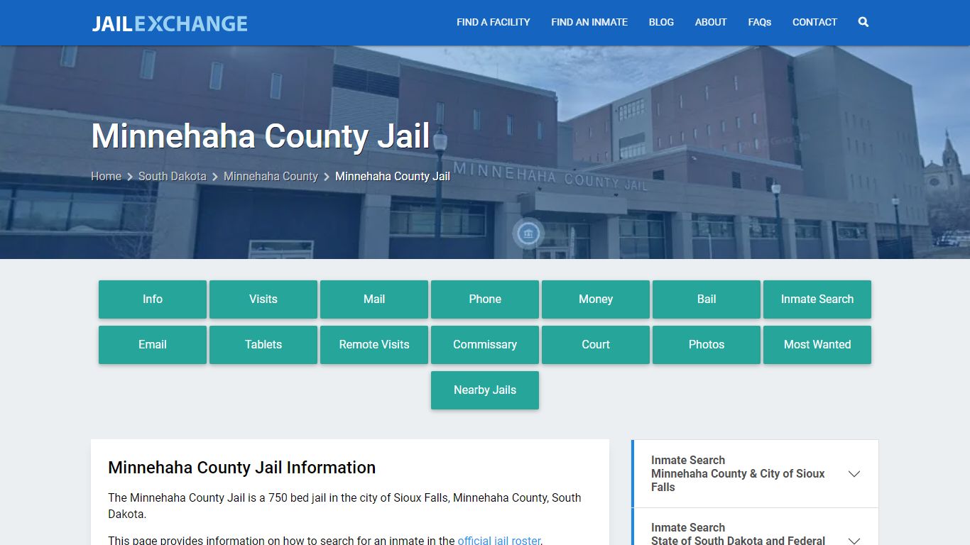 Minnehaha County Jail, SD Inmate Search, Information