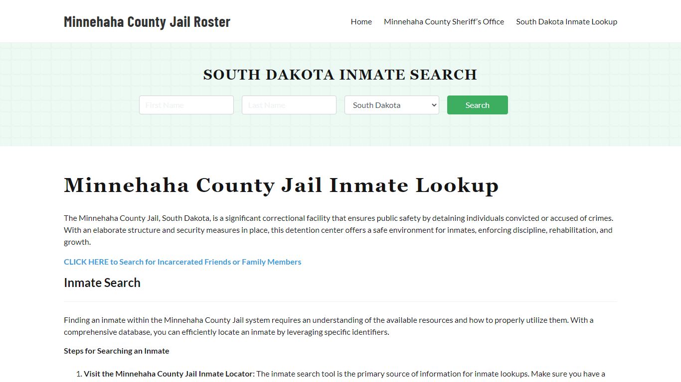 Minnehaha County Jail Roster Lookup, SD, Inmate Search
