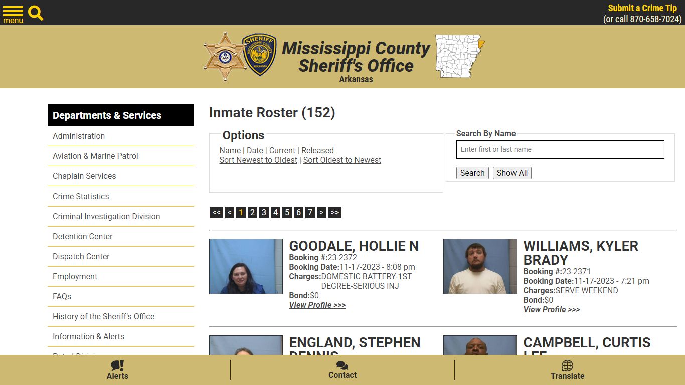 Current Inmates Booking Date Descending - Mississippi County AR Sheriff