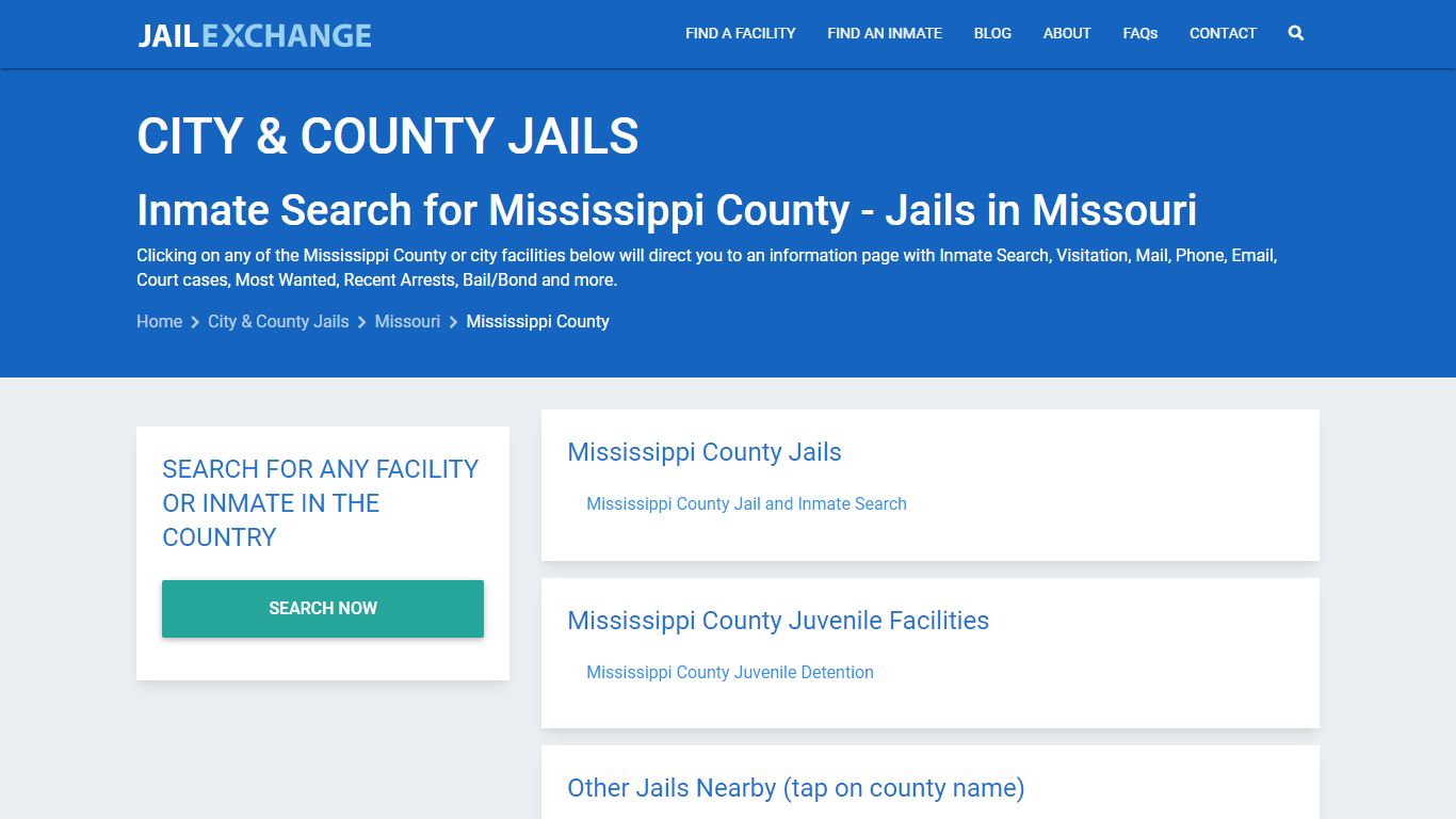 Inmate Search for Mississippi County | Jails in Missouri - Jail Exchange