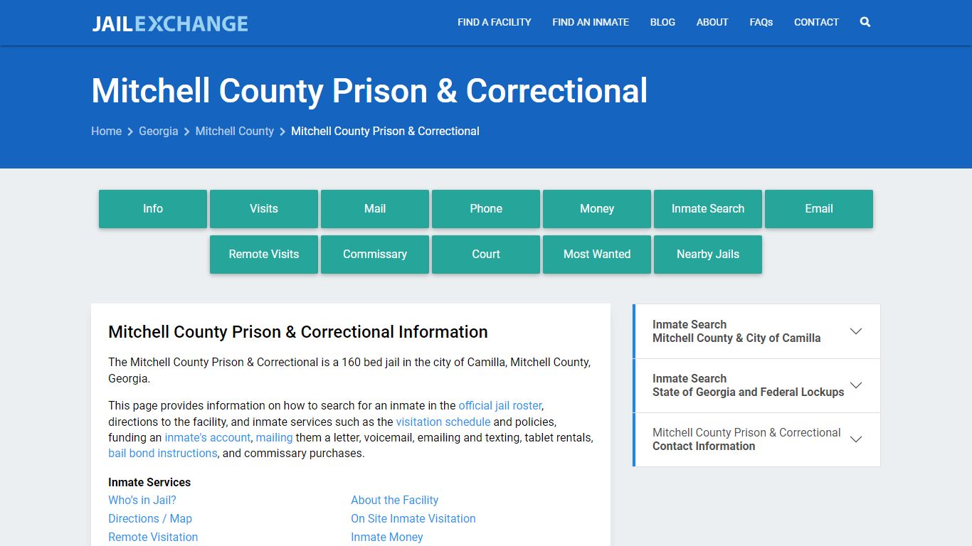 Mitchell County Prison & Correctional, GA Inmate Search, Information