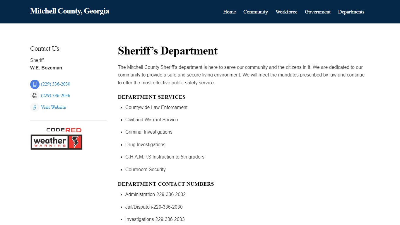 Sheriff's Department - Mitchell County, Georgia