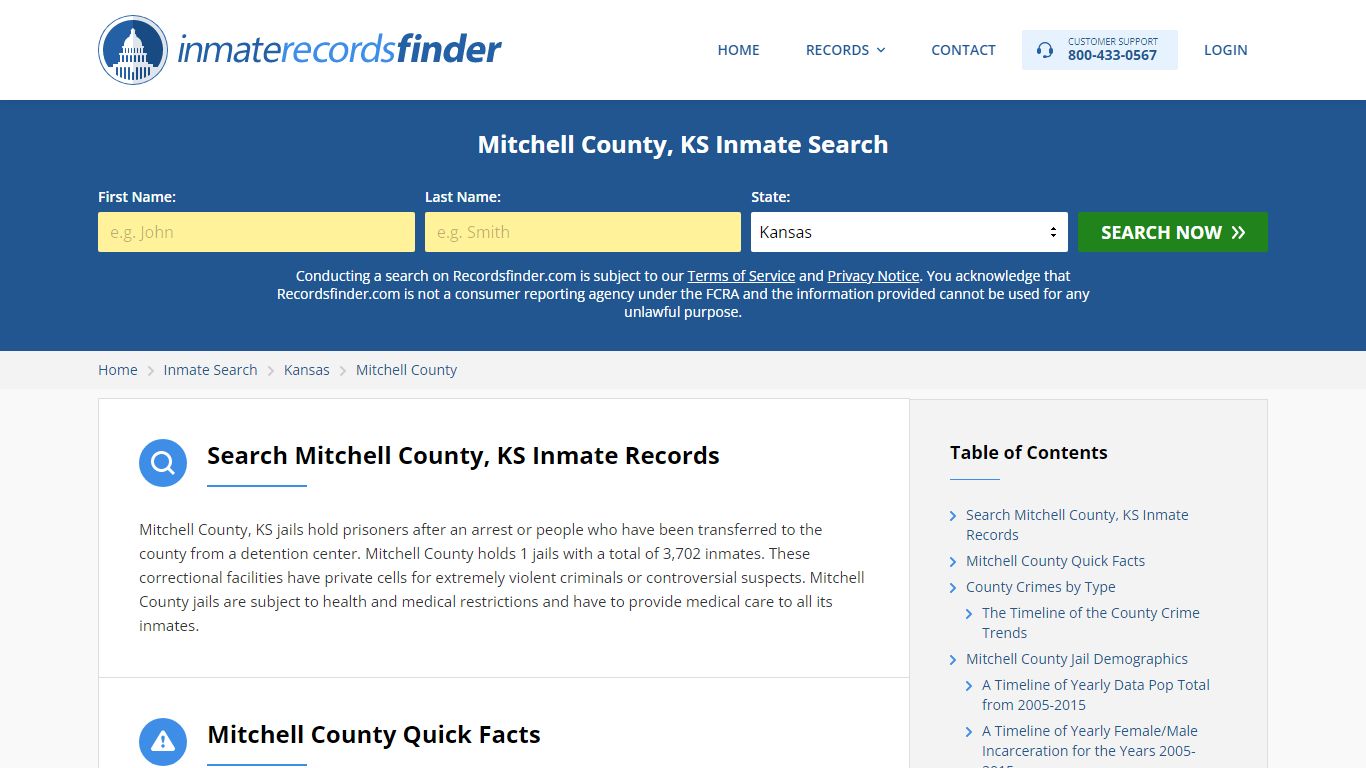 Mitchell County, KS Inmate Lookup & Jail Records Online