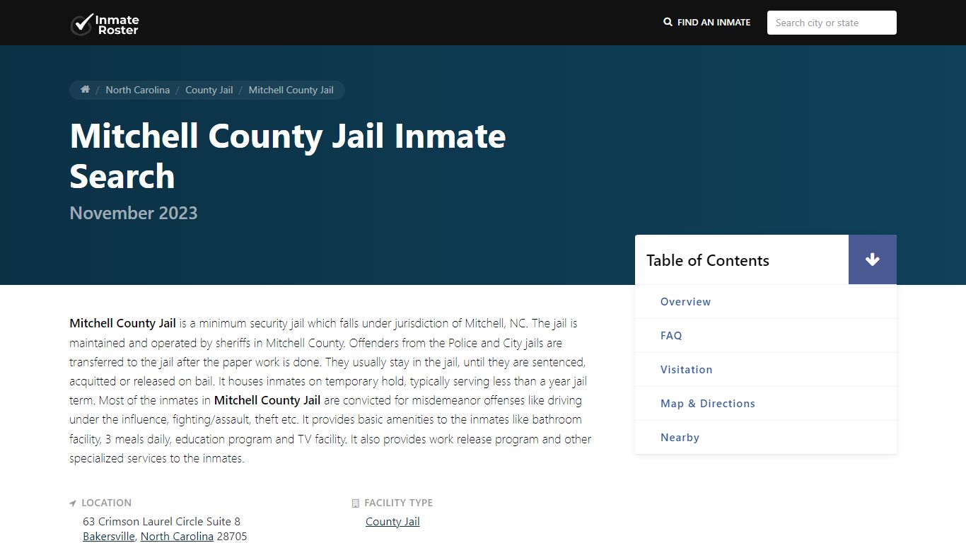 Inmate Search | Mitchell County Jail - Bakersville, NC