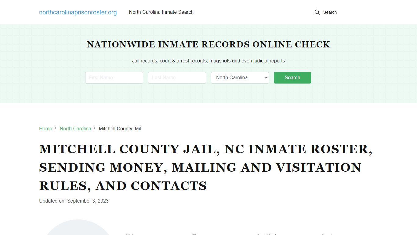 Mitchell County Jail, NC: Offender Search, Visitations & Contact Info