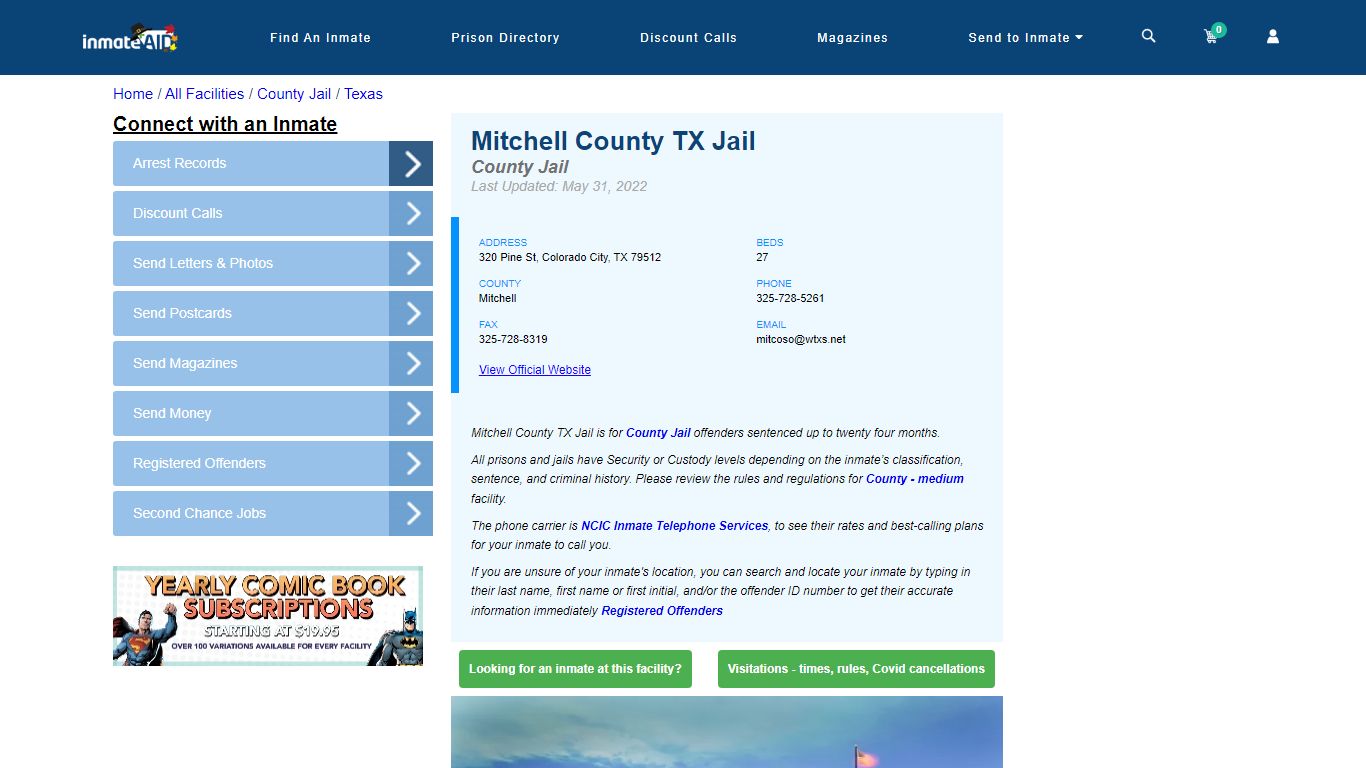 Mitchell County TX Jail - Inmate Locator - Colorado City, TX