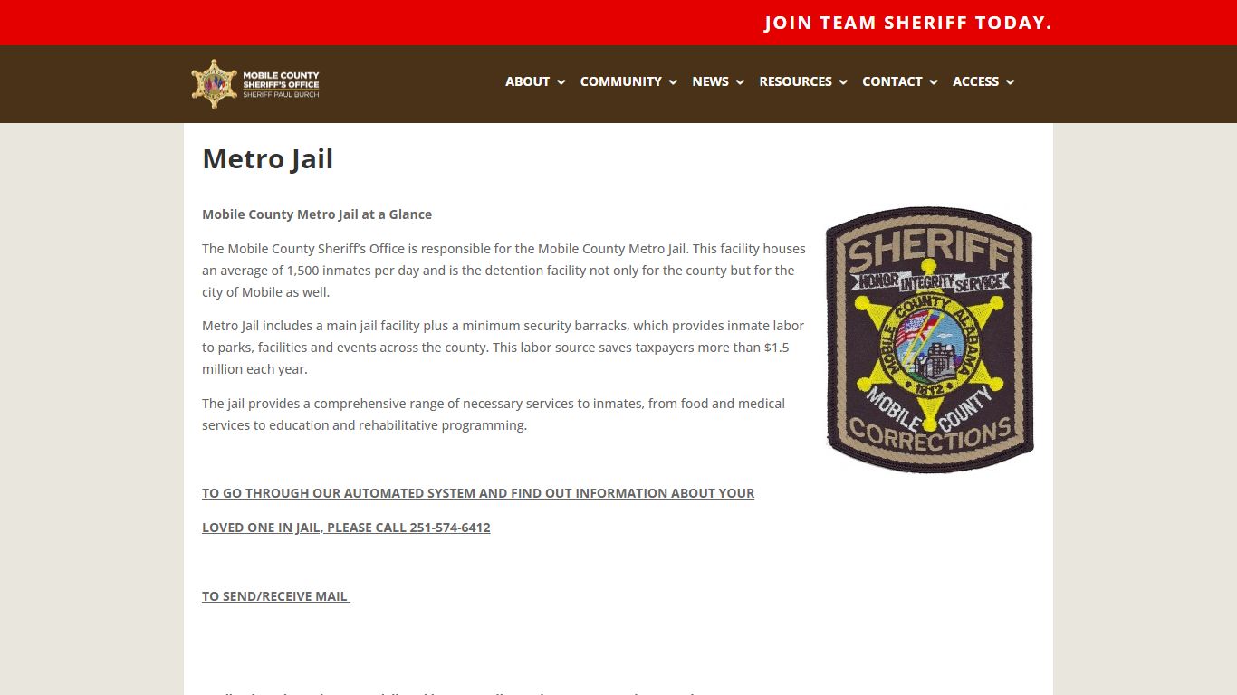 Metro Jail | Mobile County Sheriff's Office