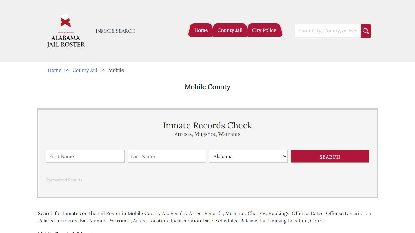 Mobile County | Alabama Jail Inmate Search