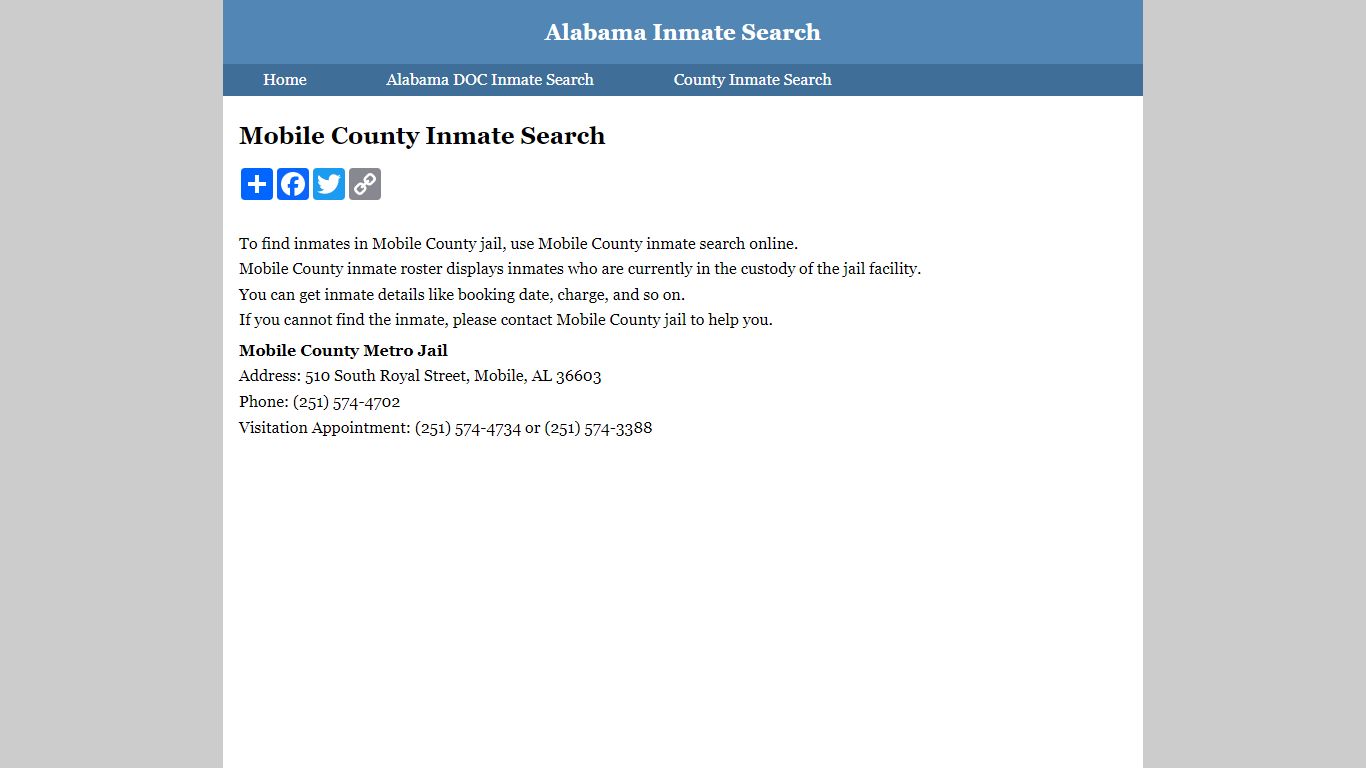 Mobile County Inmate Search