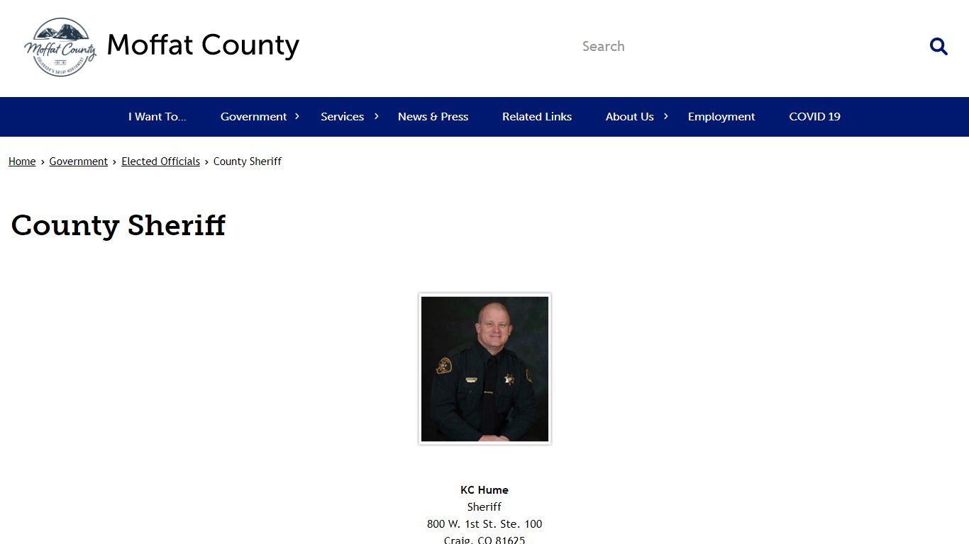 County Sheriff | Moffat County - Colorado