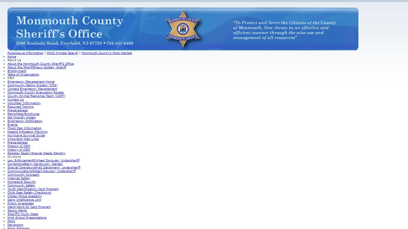 Monmouth County Sheriff's Office » Content