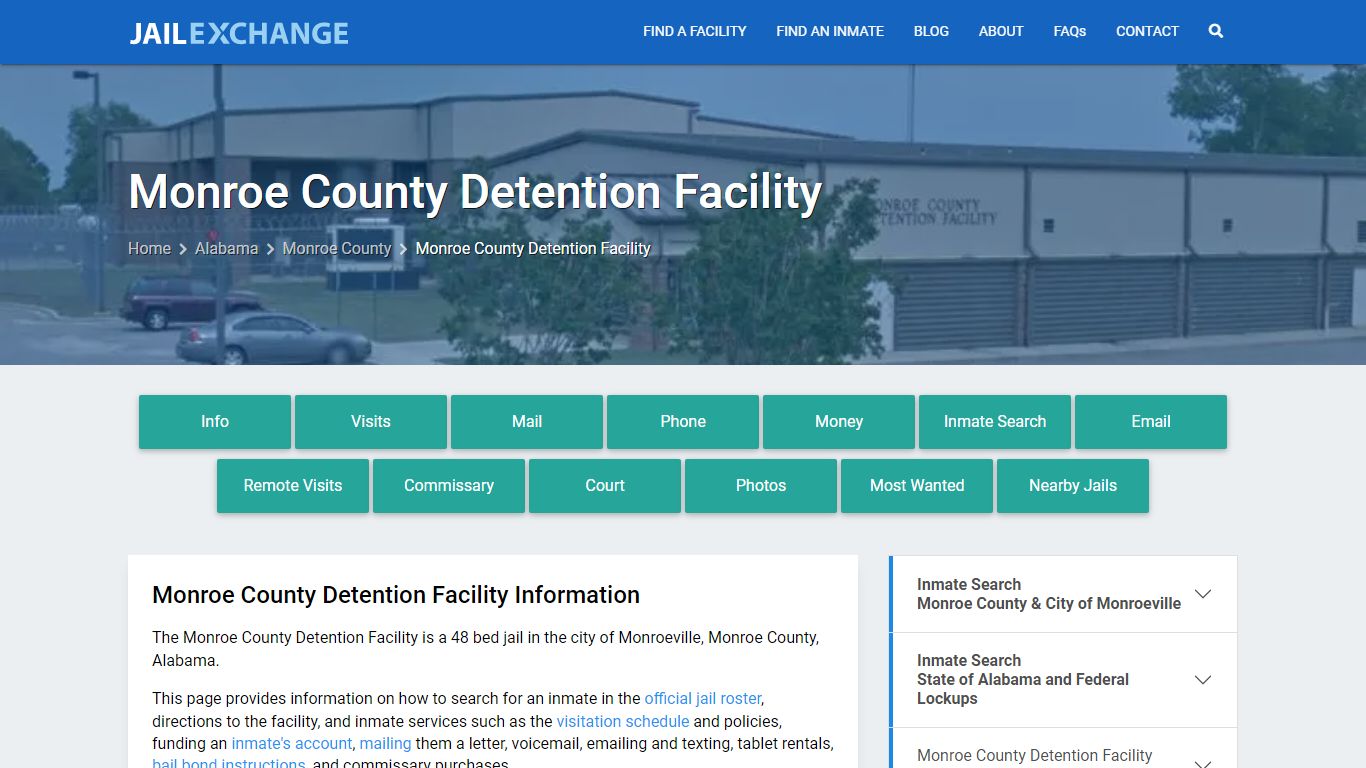 Monroe County Detention Facility, AL Inmate Search, Information