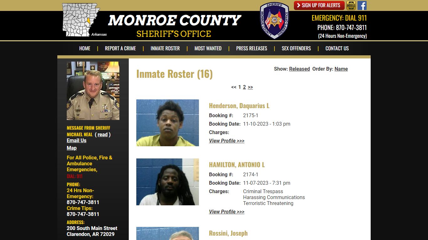 Inmate Roster (16) - Monroe County Sheriff AR
