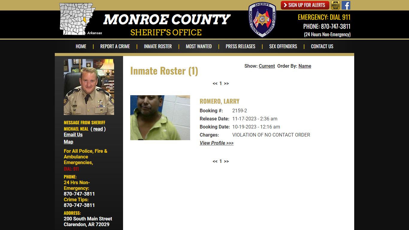 Released Inmates Booking Date Descending - Monroe County Sheriff AR