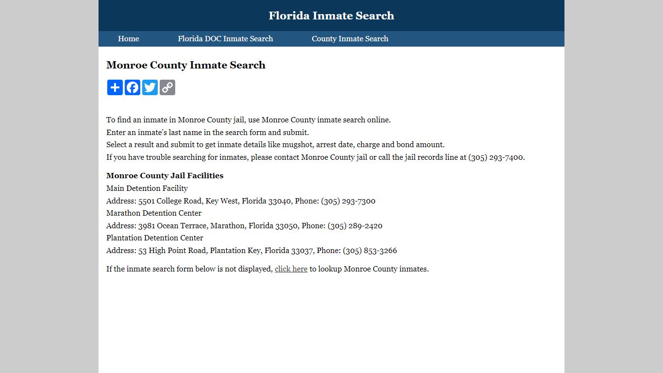 Monroe County Inmate Search