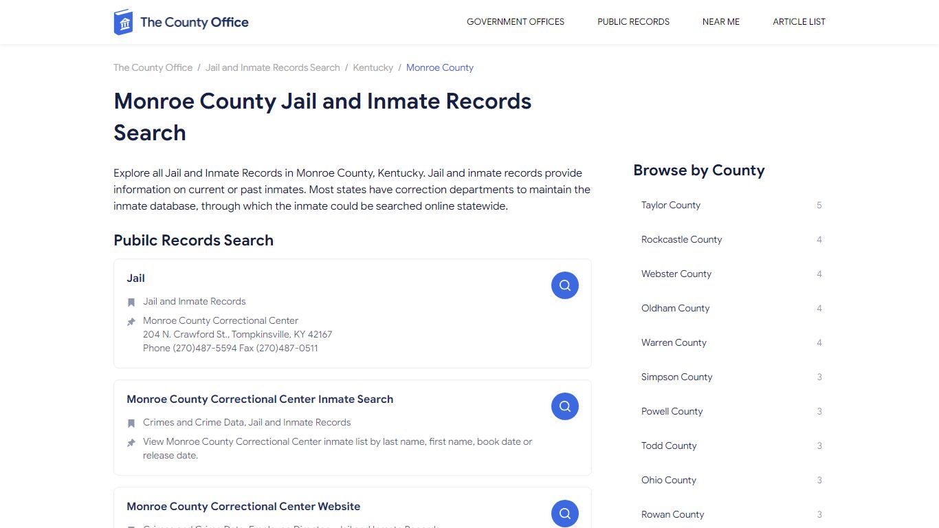 Monroe County Jail and Inmate Records Search - The County Office