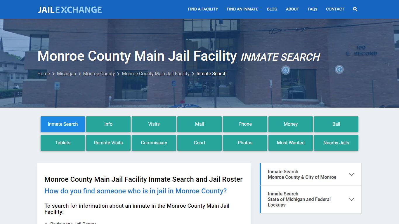 Monroe County Main Jail Facility Inmate Search - Jail Exchange