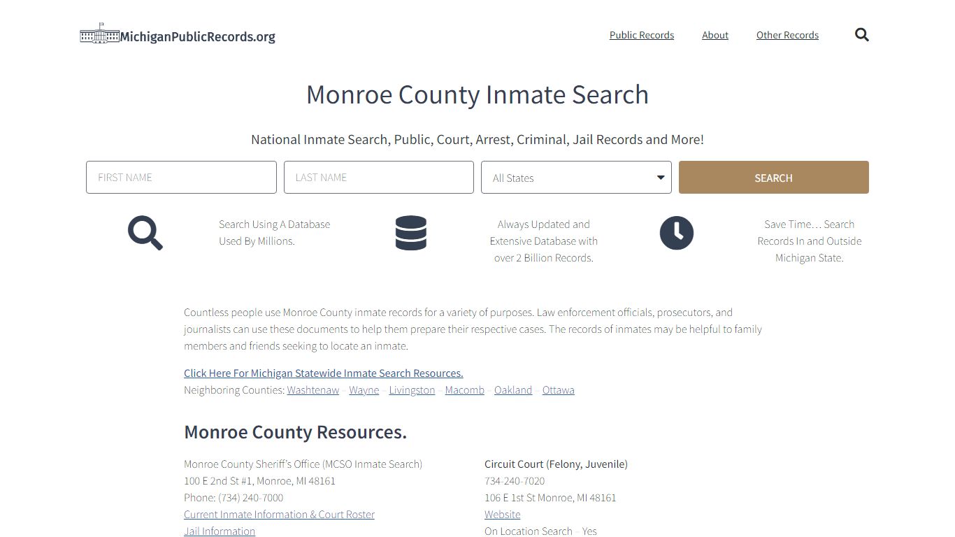 Monroe County Inmate Search - MCSO Current & Past Jail Records