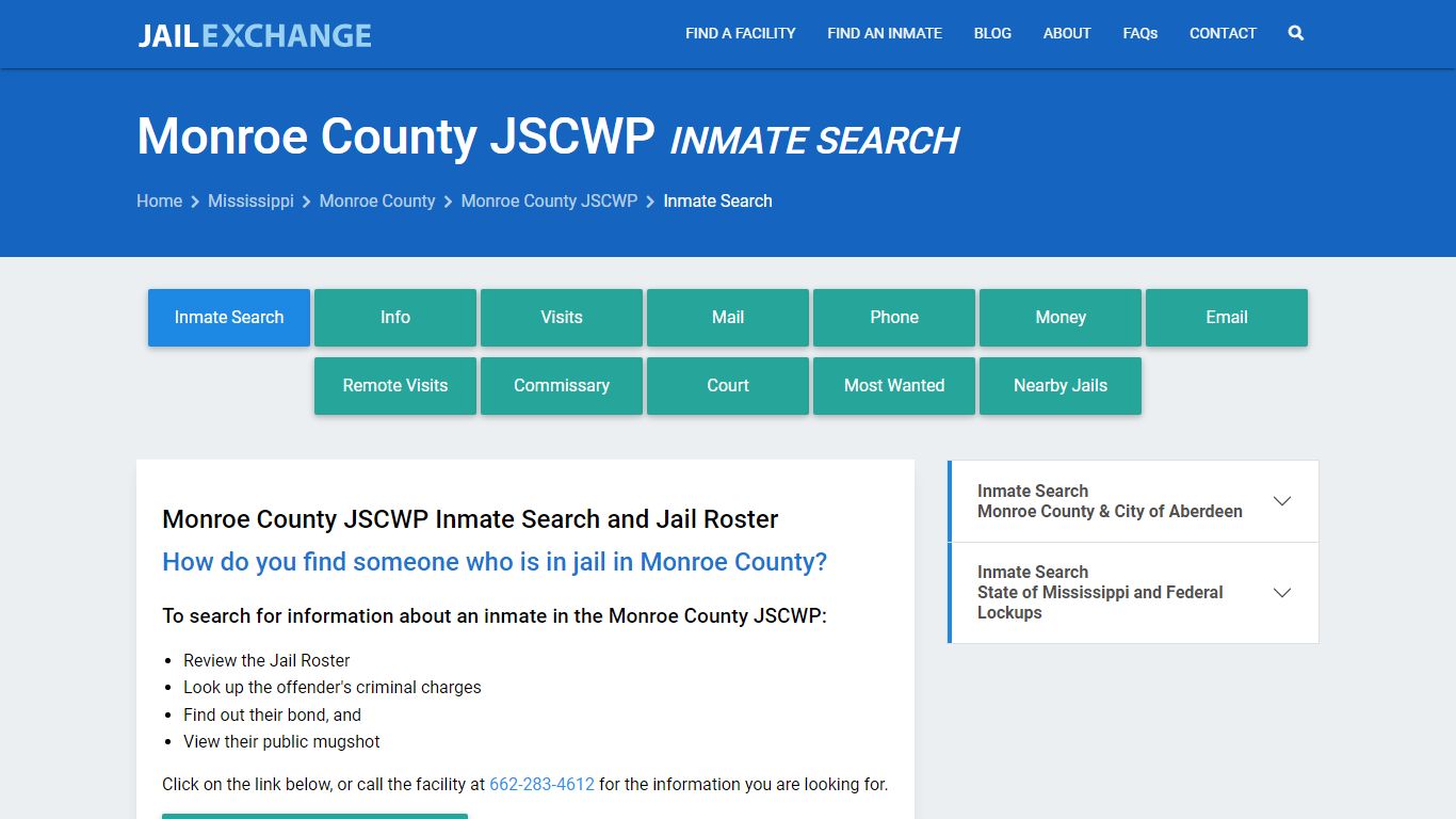 Inmate Search: Roster & Mugshots - Monroe County JSCWP, MS - Jail Exchange