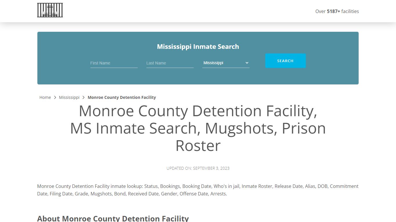 Monroe County Detention Facility, MS Inmate Search, Mugshots, Prison ...