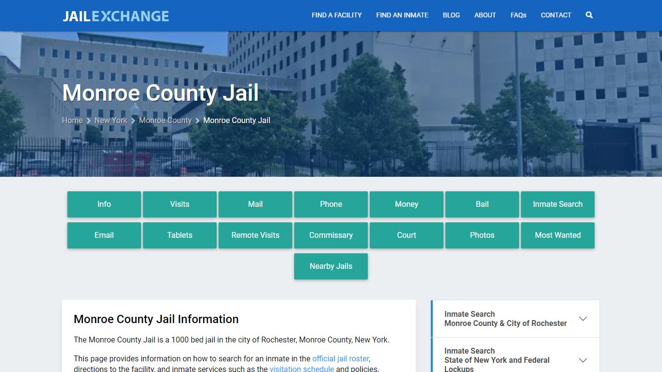Monroe County Jail, NY Inmate Search, Information