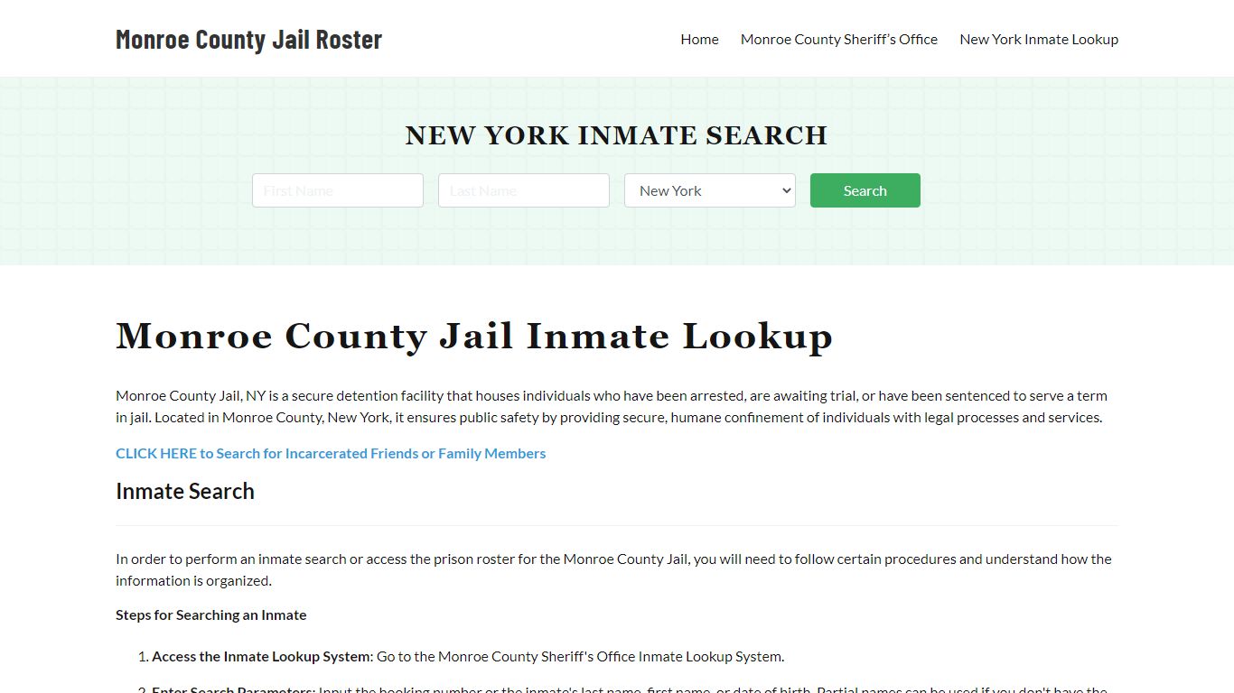 Monroe County Jail Roster Lookup, NY, Inmate Search