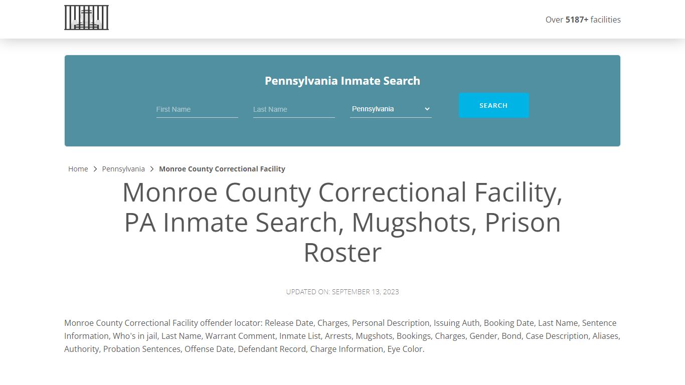 Monroe County Correctional Facility, PA Inmate Search, Mugshots, Prison ...