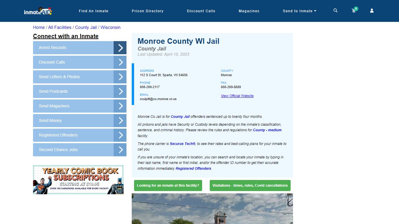 Monroe County WI Jail - Inmate Locator - Sparta, WI