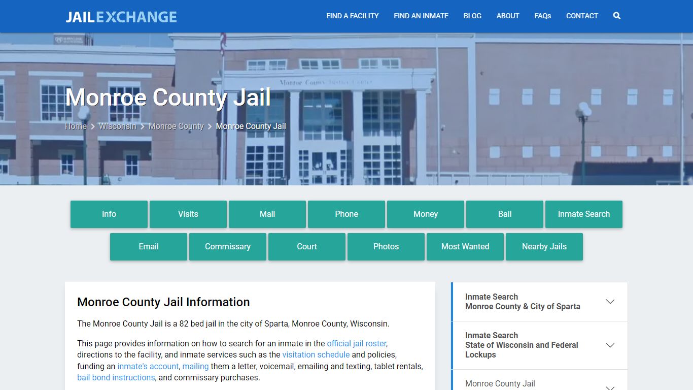 Monroe County Jail, WI Inmate Search, Information
