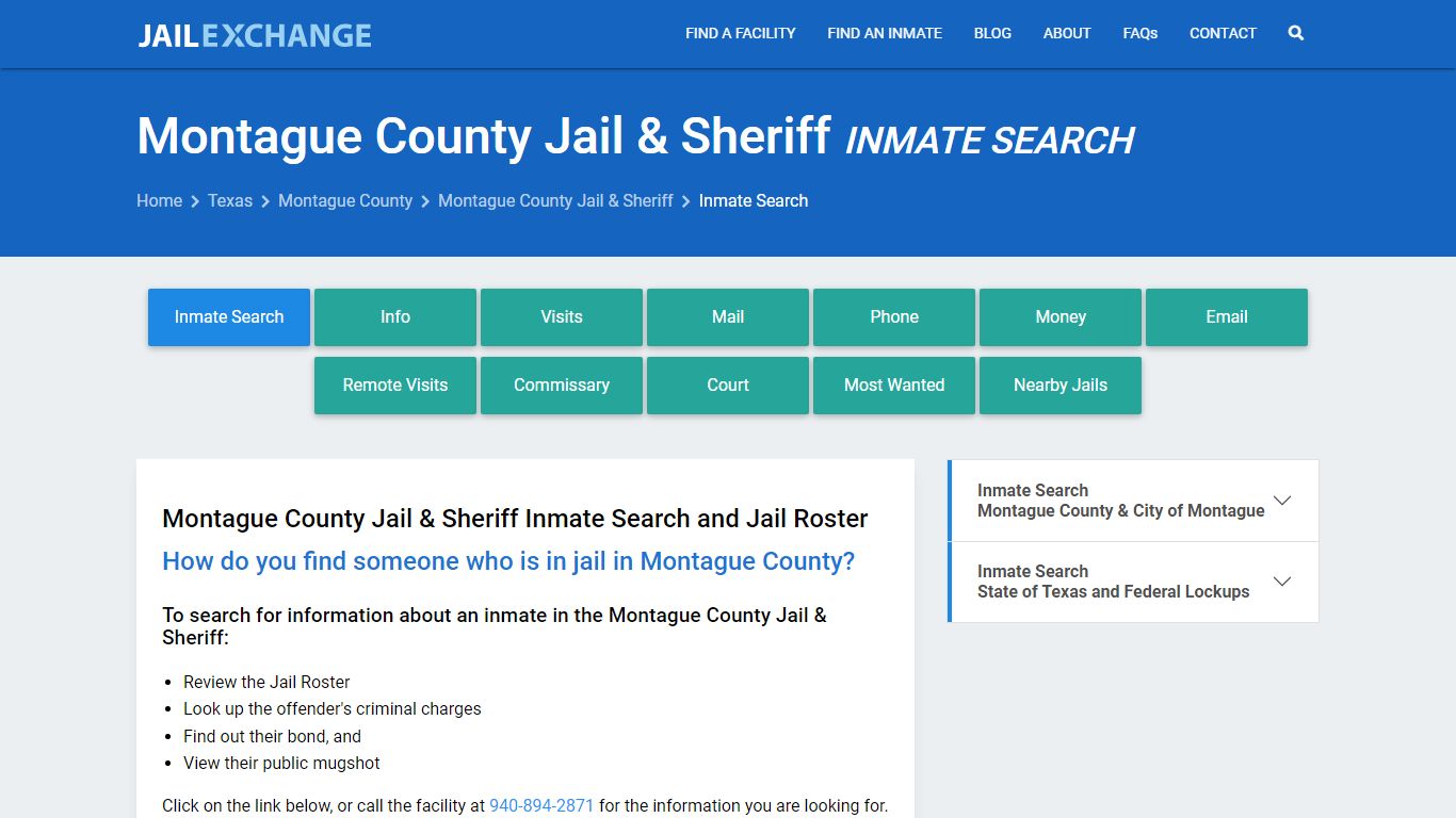 Montague County Jail & Sheriff Inmate Search - Jail Exchange