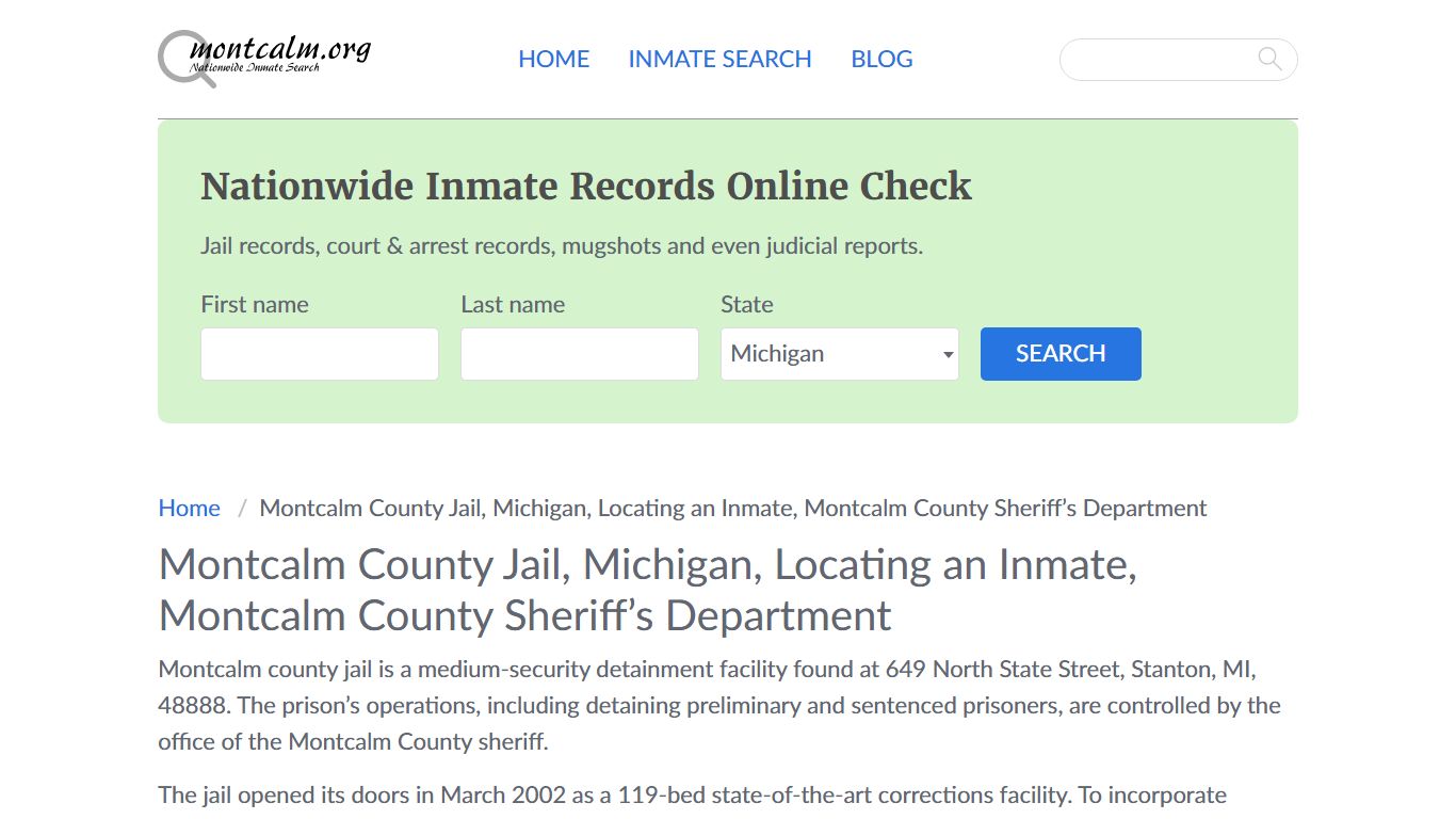 Montcalm County Jail, MI, Inmate Search, Montcalm County Sheriff's ...