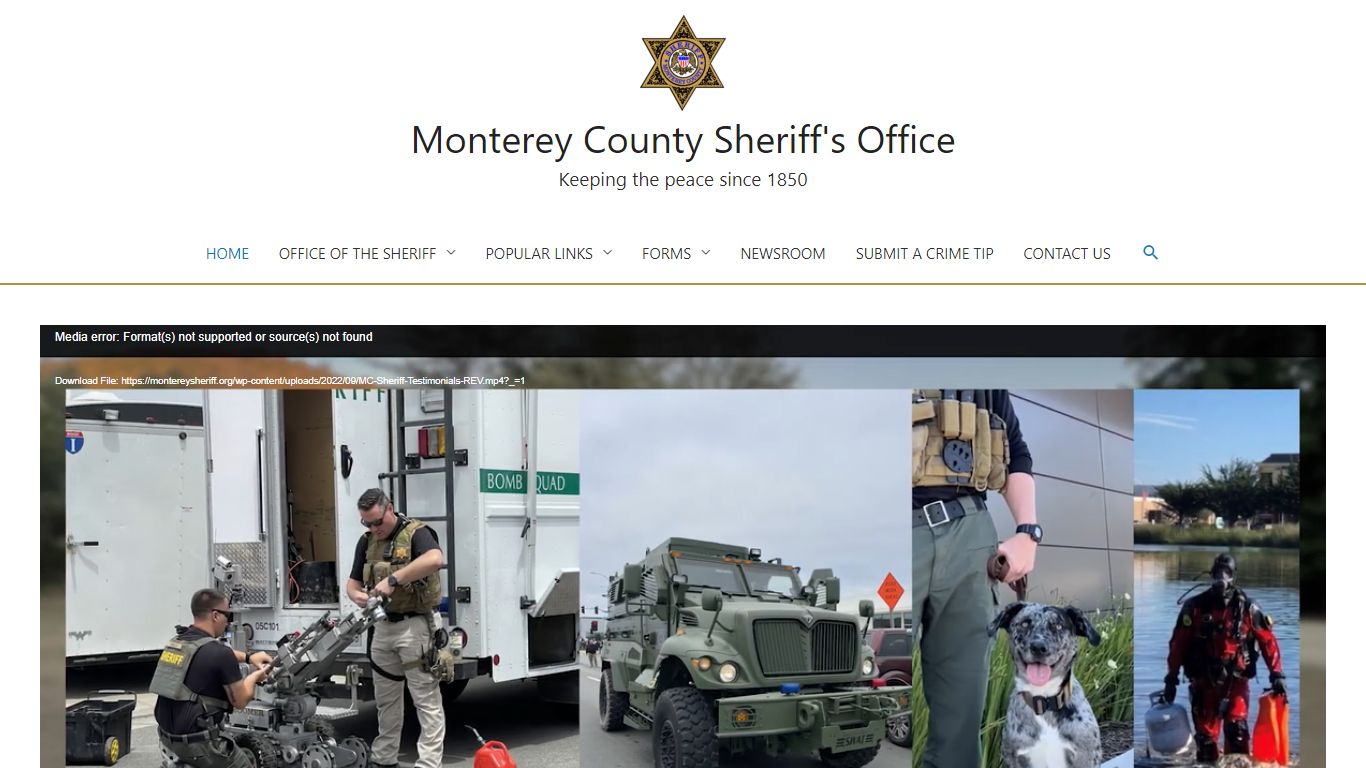 Monterey County Sheriff's Office – Keeping the peace since 1850