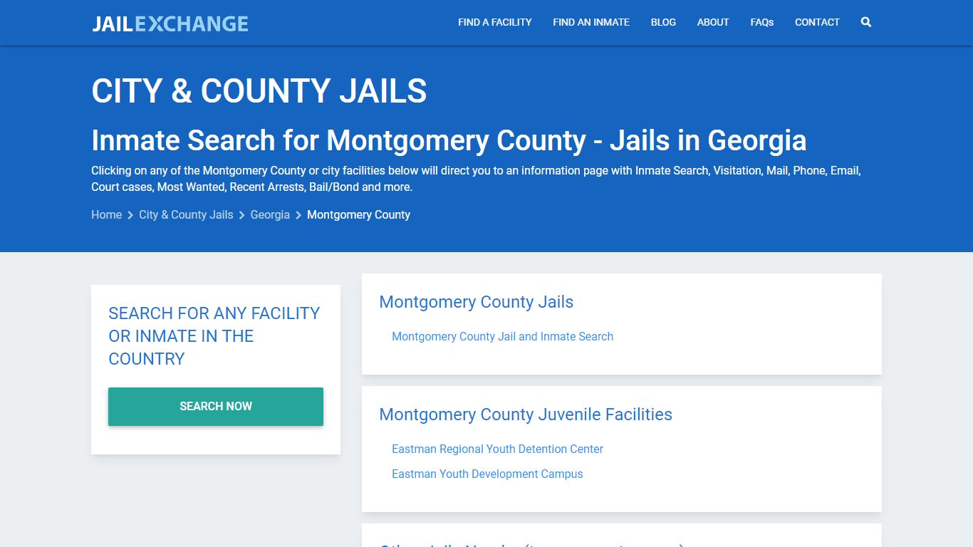 Inmate Search for Montgomery County | Jails in Georgia - Jail Exchange