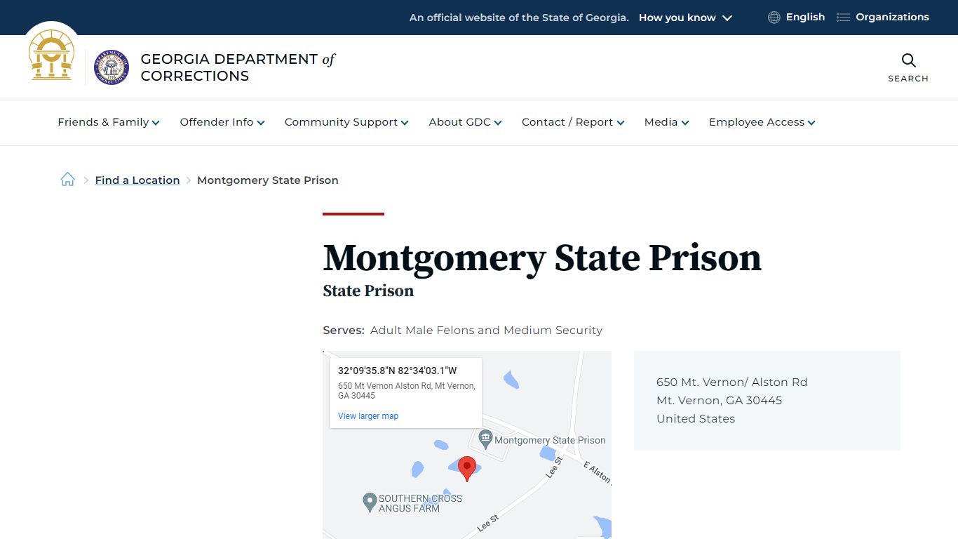 Montgomery State Prison | Georgia Department of Corrections