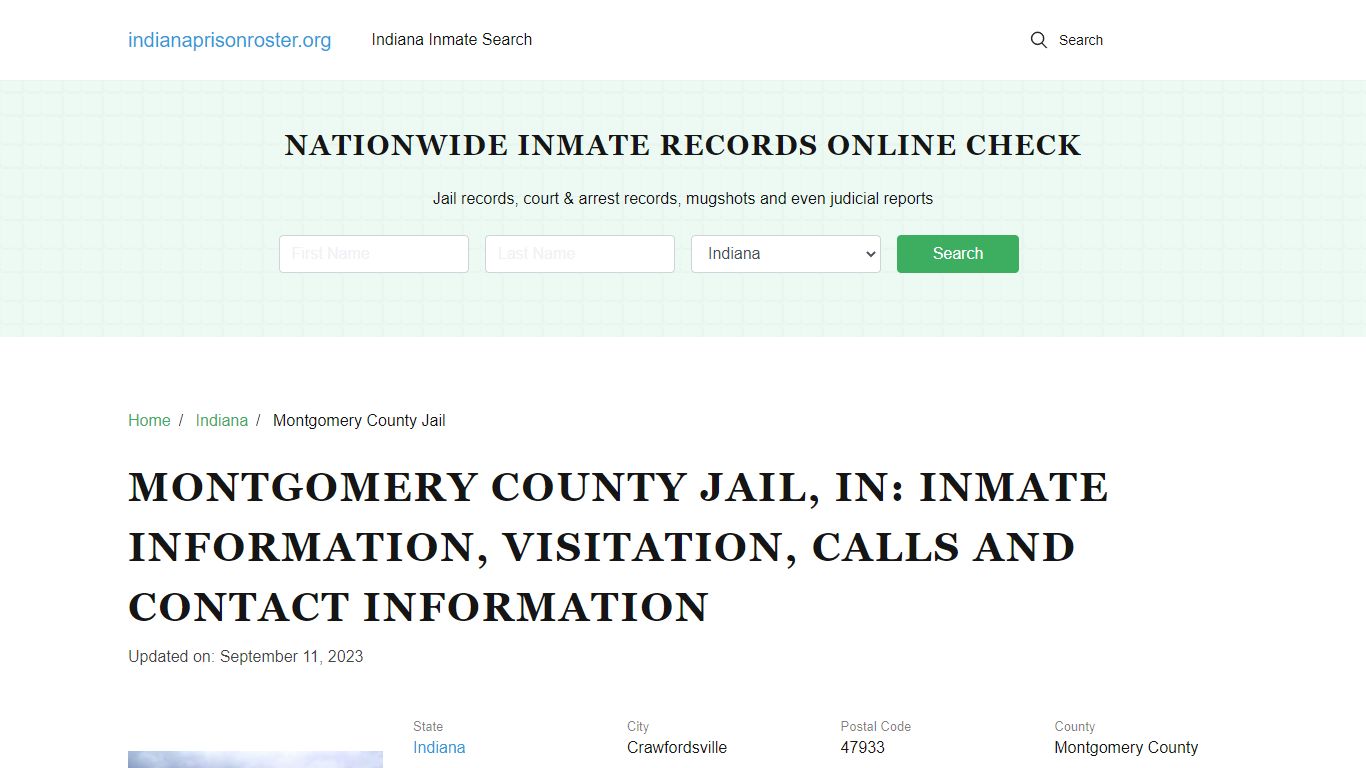Montgomery County Jail, IN Offender Lookup, Visitation, & Contact Details