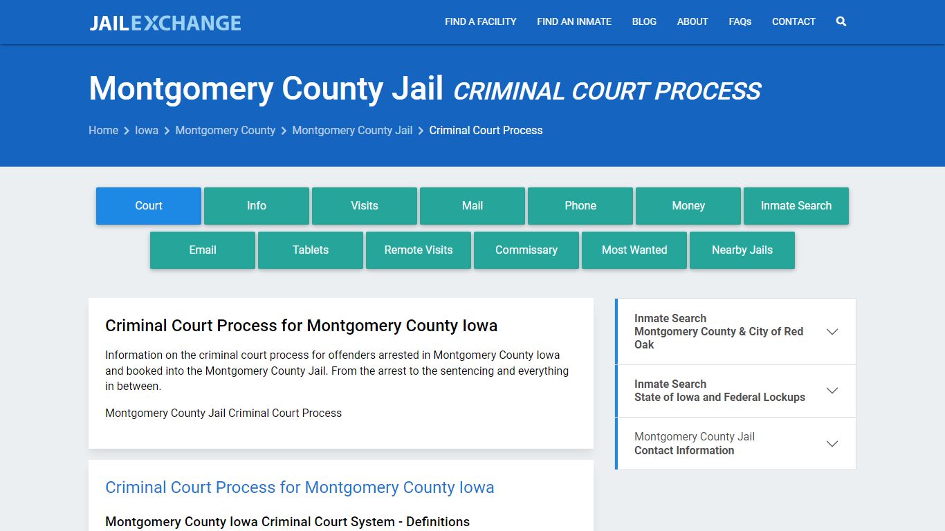 Montgomery County Jail Criminal Court Process - Jail Exchange